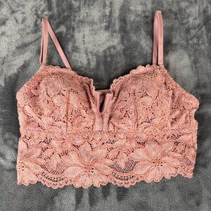 Victoria Secret Pink Lace Velvet Bralette Blush Pink Size Small